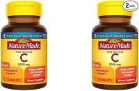 Nature Made Vitamin C 1000 mg Time Release Tablets with Rose Hips, 60 Count to Help Support The Immune System (Pack of 2)
