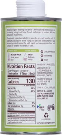 La Tourangelle, Avocado Oil, All-Natural Handcrafted from Premium Avocados, Great for Cooking, as Butter Substitute, and for Skin and Hair, 16.9 fl oz - Image 3