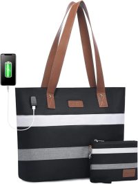 LOVEVOOK Laptop Shoulder Work Tote Bag for Women,Lightweight Casual School Bag Fits 15.6 In Laptop Handbag Purse 2pc/set