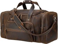 Polare 23" Full Grain Cowhide Leather Gym Duffle Weekender Overnight Travel Duffel Bag For Men 42L