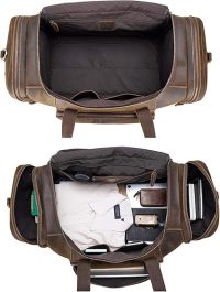 Polare 23" Full Grain Cowhide Leather Gym Duffle Weekender Overnight Travel Duffel Bag For Men 42L - Image 3